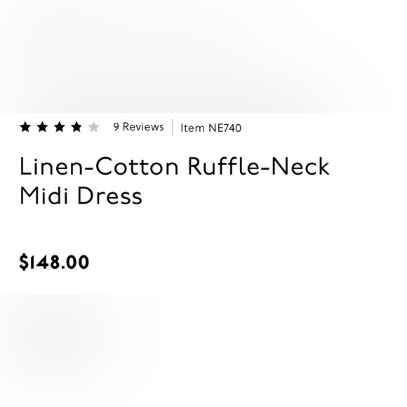 NWT Linen Cotton Ruffle Neck Midi Dress - Picture 5 of 6